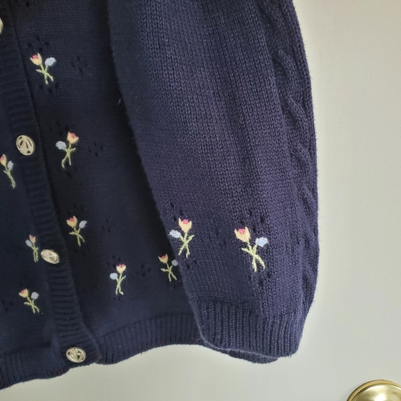 Vintage Northern Reflections Button Front Cardigan Size S Blue Floral - Picture 4 of 14